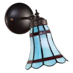 Modrá nástěnná Tiffany lampa červené pruhy RedLine - 17*12*23 cm E14/max 1*40W 5LL-6206 obraz