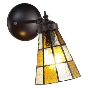 Závěsná Tiffany lampa se žlutými detaily Chessboa - 17*12*23 cm E14/max 1*40W 5LL-6209 obraz
