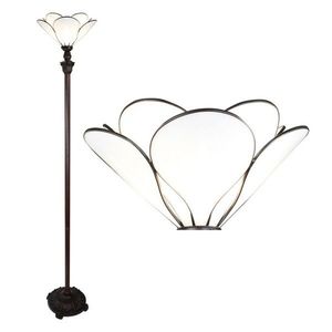 Bílá stojací Tiffany lampa ve tvaru květu Flower white - Ø 31*183 cm E27/max 1*40W 5LL-6219 obraz