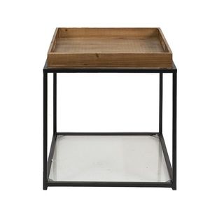 Kovový odkládací stolek s dřevěnou deskou Pifon - 44*44*45 cm 64965 obraz