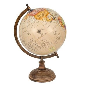 Béžový dekorativní glóbus na dřevěném podstavci Globe - 22*22*37 cm 64917 obraz
