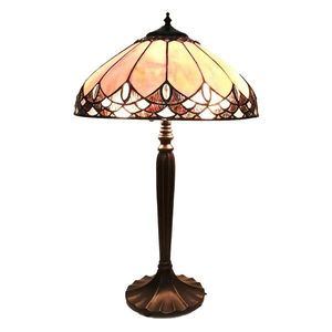 Béžová stolní lampa Tiffany Franciette - Ø 39*63 cm E27/max 2*60W 5LL-6173 obraz