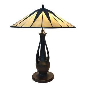 Stolní lampa Tiffany s béžovým stínidlem Paonne - Ø 48*60 cm E27/max 2*60W 5LL-6174 obraz