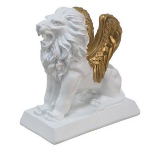 Bílá antik dekorace Lev se zlatými křídly - 24*13*25 cm 6PR4783 obraz