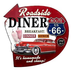 Nástěnná kovová cedule Diner Route 66 - 56*1*54 cm 6Y5018 obraz