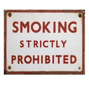 Nástěnná kovová cedule Smoking strictly Prohibited - 25*1*20 cm 6Y5047 obraz
