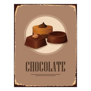 Hnědá nástěnná kovová cedule Chocolate - 25*1*33 cm 6Y5053 obraz