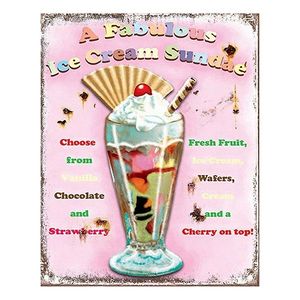 Růžová nástěnná kovová cedule Ice Cream - 20*1*25 cm 6Y5104 obraz