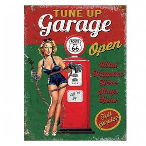 Zeleno-červená kovová nástěnná cedule Garage - 25*1*33 cm 6Y5141 obraz