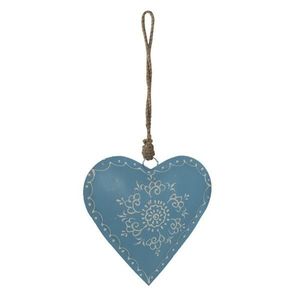 Modré závěsné kovové srdce se zdovením Heartic - 12*4*12 cm 6Y5268 obraz