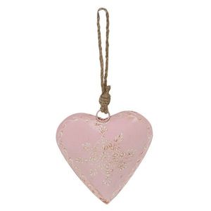 Růžové závěsné kovové srdce se zdovením Heartic - 18*2*18 cm 6Y5273 obraz