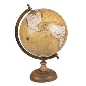 Hnědý dekorativní glóbus na dřevěném podstavci Globe - 22*22*37 cm 64923 obraz