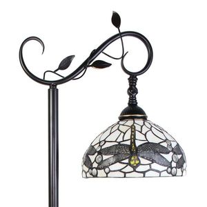 Bílá stojací Tiffany lampa s vážkami Dragonfly - 36*25*152 cm E27/max 1*60W 5LL-6243 obraz