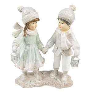 Vánoční dekorace soška děti držící se za ruce s lucernami - 16*9*19 cm 6PR4805 obraz