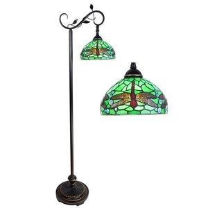 Zelená stojací Tiffany lampa s vážkami Dragonfly - 36*25*152 cm E27/max 1*60W 5LL-6242 obraz
