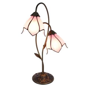 Růžová stolní lampa Tiffany Folwia Pink - 35*18*61 cm E14/max 2*25W 5LL-6257 obraz