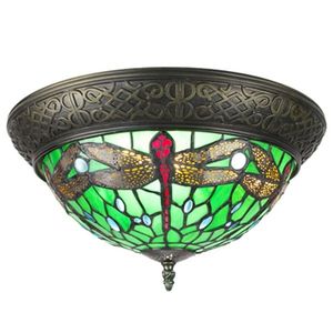 Zelené stropní Tiffany světlo s vážkami Dragonfly - Ø 38*20 cm E14/max 2*25W 5LL-6264 obraz