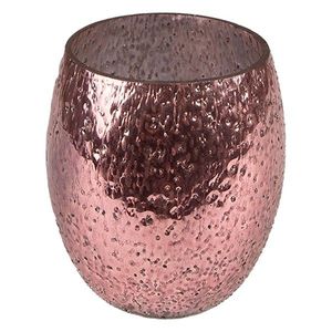 Růžový skleněný svícen na čajovou svíčku - Ø 10*10 cm 6GL3881 obraz
