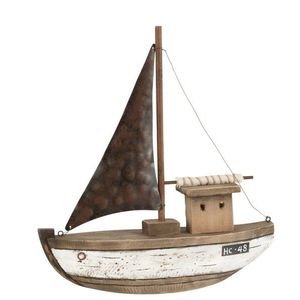 Dřevěná dekorace přírodní loďka Boat M - 28*7*31 cm 11065 obraz