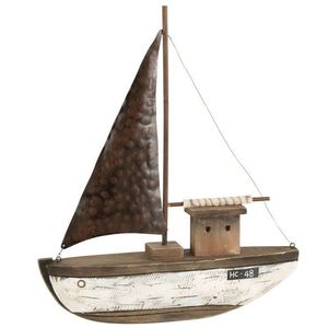 Dřevěná dekorace přírodní loďka Boat L - 39*9*46 cm 11066 obraz