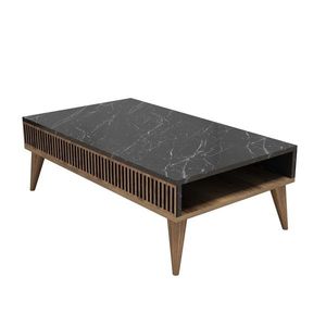 Hanah Home Konferenční stolek Milan 105 cm hnědý/černý mramor obraz