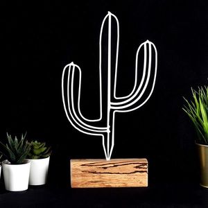 Hanah Home Kovová dekorace Cactus 37 cm bílá obraz