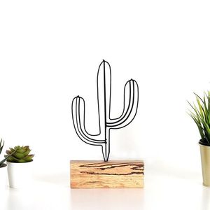 Hanah Home Kovová dekorace Cactus Mini 24 cm černá obraz
