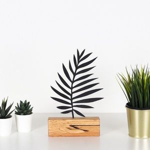 Hanah Home Kovová dekorace Palm Leaf 27 cm černá obraz
