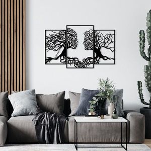 Hanah Home Nástěnná kovová dekorace Lidské profily ve stromech 116x71 cm černá obraz