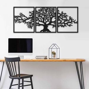 Hanah Home Nástěnná kovová dekorace Strom 124x49 cm černá obraz
