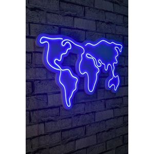 Hanah Home Nástěnná neonová dekorace World Map modrá obraz