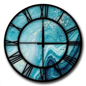 Hanah Home Nástěnné hodiny Oceán 50 cm modré obraz