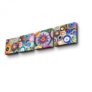 Hanah Home Obrazové nástěnné hodiny Kruhy 42x63 cm vícebarevné obraz