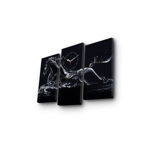 Hanah Home Obrazové nástěnné hodiny Kůň 66x45 cm černo-bílé obraz