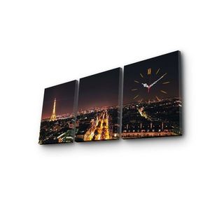 Hanah Home Obrazové nástěnné hodiny Paříž 96x40 cm vícebarevné obraz