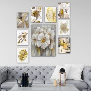 Hanah Home Sada obrazů Golden flowers 9 ks obraz