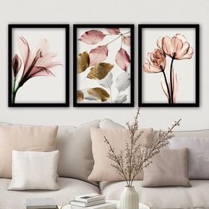 Hanah Home Sada obrazů Růžové květy 35x45 cm 3 ks obraz