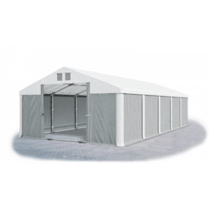 Skladový stan 5x10x2, 5m střecha PVC 560g/m2 boky PVC 500g/m2 konstrukce ZIMA PLUS Šedá Bílá Bílá obraz