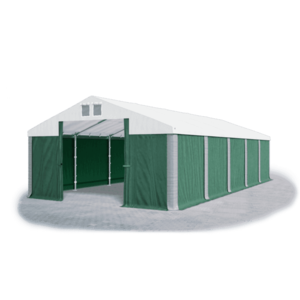 Skladový stan 5x10x2, 5m střecha PVC 560g/m2 boky PVC 500g/m2 konstrukce ZIMA PLUS Zelená Bílá Šedá obraz