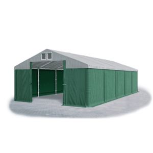 Skladový stan 5x10x2, 5m střecha PVC 560g/m2 boky PVC 500g/m2 konstrukce ZIMA PLUS Zelená Šedá Zelená obraz