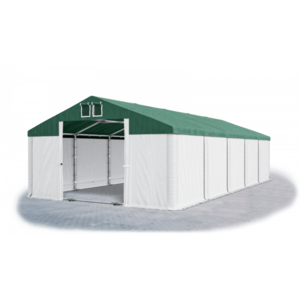 Skladový stan 5x10x2, 5m střecha PVC 560g/m2 boky PVC 500g/m2 konstrukce ZIMA PLUS Bílá Zelená Bílá obraz