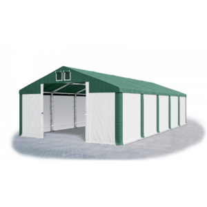 Skladový stan 5x10x2, 5m střecha PVC 560g/m2 boky PVC 500g/m2 konstrukce ZIMA PLUS Bílá Zelená Zelená obraz