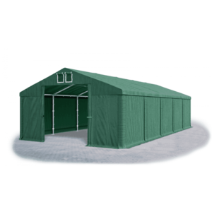 Skladový stan 5x10x2, 5m střecha PVC 560g/m2 boky PVC 500g/m2 konstrukce ZIMA PLUS Zelená Zelená Zelená obraz