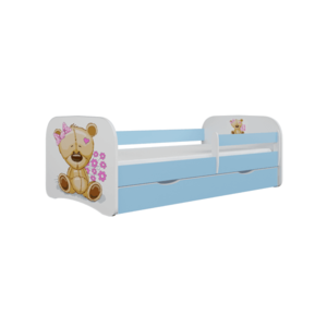 Kocot kids Dětská postel Babydreams méďa s kytičkami modrá, varianta 70x140, bez šuplíků, bez matrace obraz