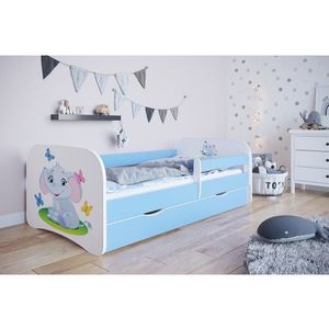 Kocot kids Dětská postel Babydreams slon s motýlky modrá, varianta 70x140, bez šuplíků, bez matrace obraz
