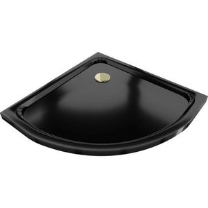 MEXEN/S Flat sprchová vanička čtvrtkruhová slim 70 x 70, černá + zlatý sifon 41707070G obraz
