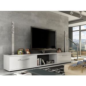 Televizní stolek LOBA RTV, bílá/bílý lesk obraz