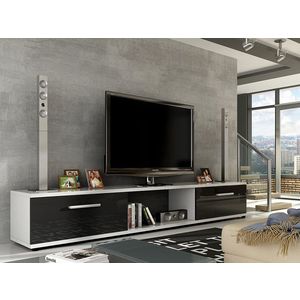 Televizní stolek LOBA RTV, bílá/černý lesk obraz