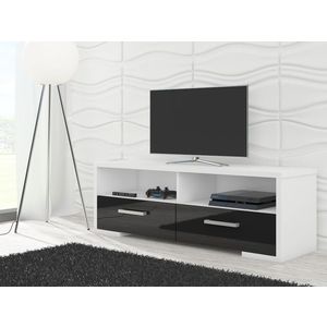 Televizní stolek PENONG, bílá/černý lesk, 5 let záruka obraz