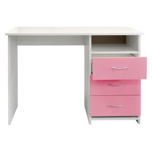 Psací stůl se šuplíky CASEN, bílá/růžová obraz